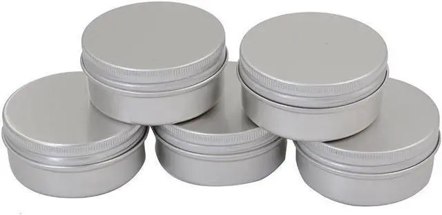 Alt view image 4 of 4 - 1-Ounce Metal Tins Screw Top Flat Aluminum Silver Slide Round Tin Containers For Lip Balm,Crafts,Cosmetic,Candles,Travel Storage Kit (Pack of 10)