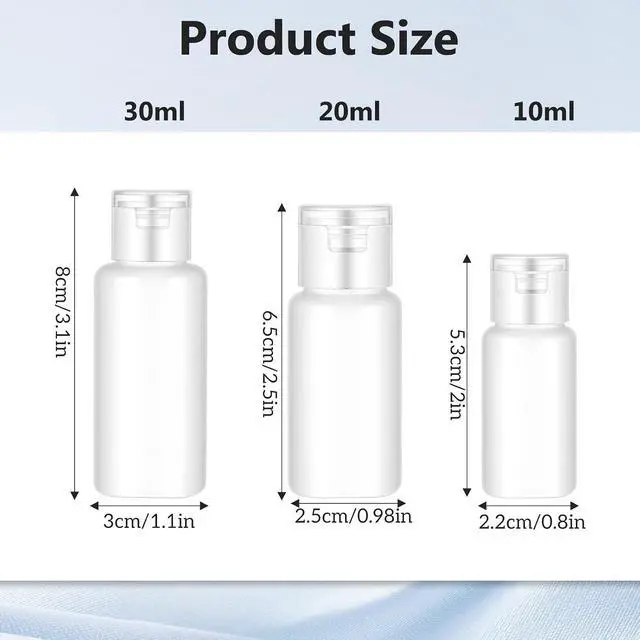 Alt view image 2 of 7 - KALIONE 10PCS 12ml/18ml/30ml Travel Size Bottles with Flip Cap, Squeeze Sample Jar Containers, Empty Plastic Sample Bottle for Foundation Shampoo Emollient Water Shower Gel Emulsion