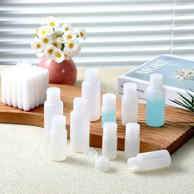 Alt view image 5 of 7 - KALIONE 10PCS 12ml/18ml/30ml Travel Size Bottles with Flip Cap, Squeeze Sample Jar Containers, Empty Plastic Sample Bottle for Foundation Shampoo Emollient Water Shower Gel Emulsion