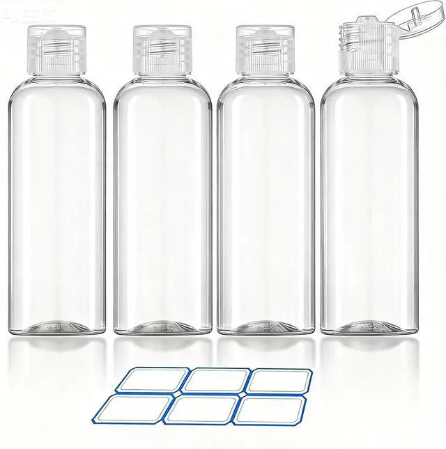 Main image of DTDNZKN 4 Pack 3.4 Oz (100ml) TSA Approved Travel Bottles for Toiletries | Leak Proof Plastic Travel Essentials Accessories with Labels