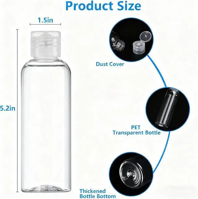 Alt view image 2 of 6 - DTDNZKN 4 Pack 3.4 Oz (100ml) TSA Approved Travel Bottles for Toiletries | Leak Proof Plastic Travel Essentials Accessories with Labels