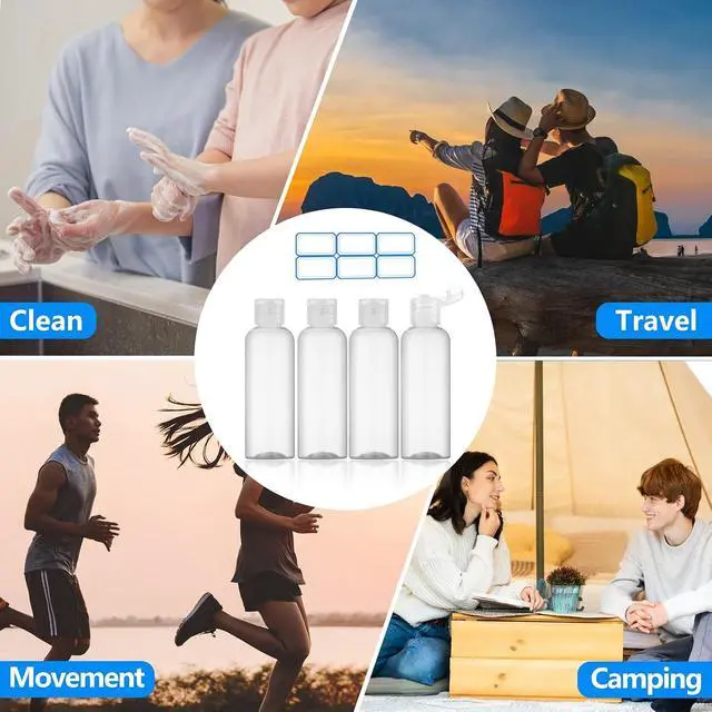Alt view image 6 of 6 - DTDNZKN 4 Pack 3.4 Oz (100ml) TSA Approved Travel Bottles for Toiletries | Leak Proof Plastic Travel Essentials Accessories with Labels