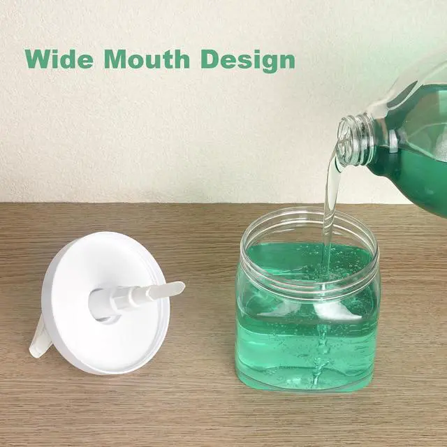 Alt view image 5 of 6 - Pump Bottle Dispenser 2 Pack 550ml/18.6oz Lotion Dispenser, Clear | Wide Mouth, Plastic Refillable, Empty Bathroom Shower Containers, For Hand Wash Shampoo Conditioner