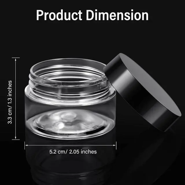 Alt view image 2 of 6 - Patelai 4 Pcs Plastic Jars Wide Mouth with Lids,1 Ounce,Black | Travel Size for Creams Oils, Clear Round Storage Cosmetics Containers, Leak Proof Screw on Lids for Makeup Beauty DIY