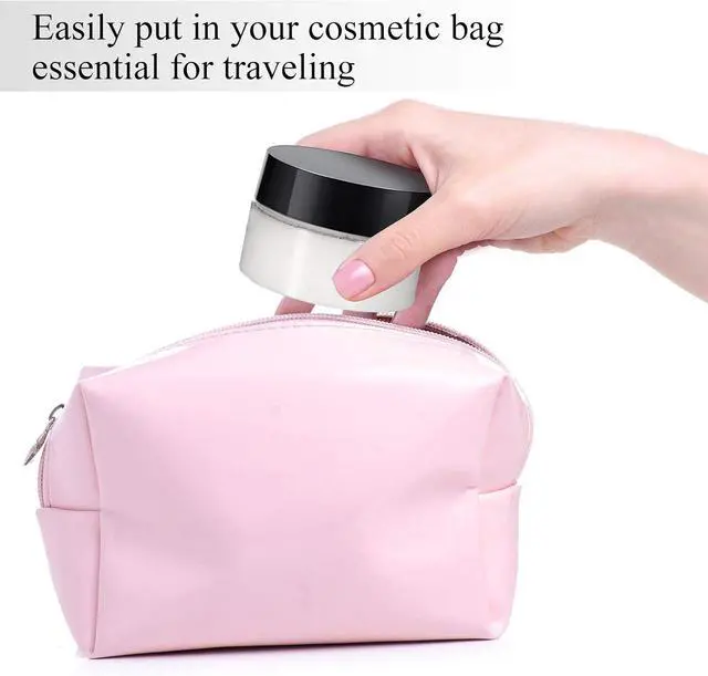 Alt view image 6 of 6 - Patelai 4 Pcs Plastic Jars Wide Mouth with Lids,1 Ounce,Black | Travel Size for Creams Oils, Clear Round Storage Cosmetics Containers, Leak Proof Screw on Lids for Makeup Beauty DIY