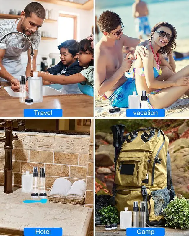 Alt view image 4 of 7 - SEQUHITKU 17 Pack Travel Pouches for Toiletries,TSA Approved,Travel Size Portable Containers,Stand Up Pouch,Refillable Travel Accessories for Shampoo Conditioner Lotion Soap Liquids (B-17pcs)