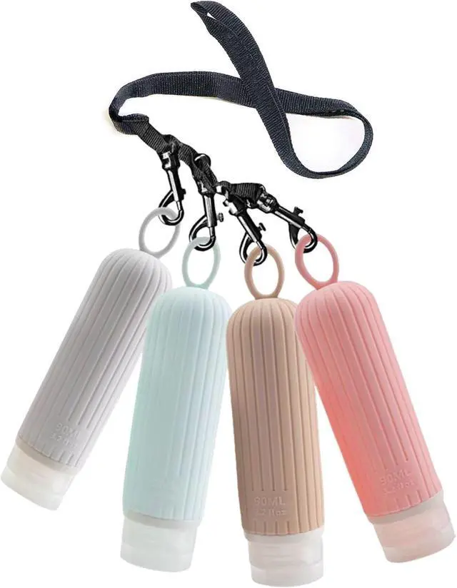 Main image of Refillable Bottles Leak Proof Camping Travel Containers with Shower Lanyard,3oz TSA Approved Squeezable Silicone Travel Tube Set for Gym Shampoo Lotion Soap