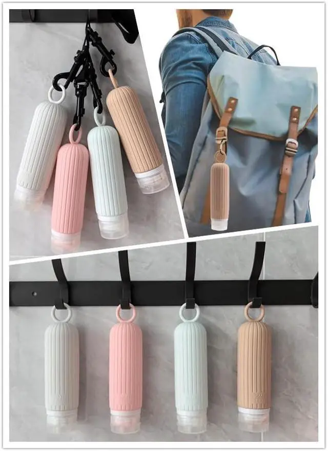 Alt view image 4 of 7 - Refillable Bottles Leak Proof Camping Travel Containers with Shower Lanyard,3oz TSA Approved Squeezable Silicone Travel Tube Set for Gym Shampoo Lotion Soap