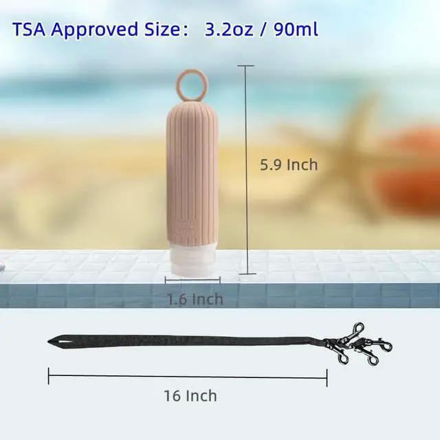 Alt view image 5 of 7 - Refillable Bottles Leak Proof Camping Travel Containers with Shower Lanyard,3oz TSA Approved Squeezable Silicone Travel Tube Set for Gym Shampoo Lotion Soap
