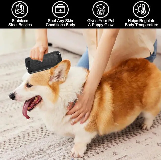 Alt view image 2 of 6 - Deshedding Pet Brush, Deshedding Brush for Indoor Cats, Dogs, Pet Hair Remover Comb for Short Long Hair, Easy Clean Pet Grooming Tool for Shedding Control