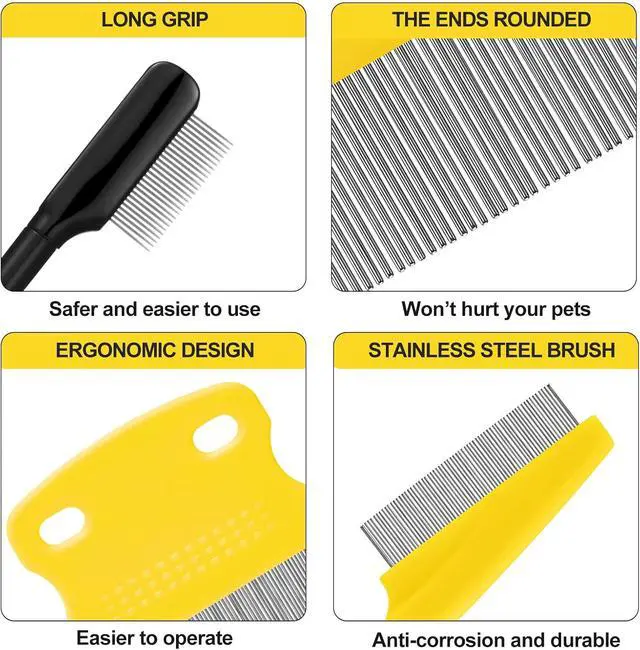 Alt view image 3 of 7 - 5 Pieces Dog Eye Combs Tear Stain Remover Combs Pet Grooming Comb for Small Dogs Gently Removing Eye Mucus and Crust (Yellow, Black)