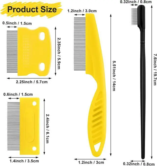 Alt view image 2 of 7 - 5 Pieces Dog Eye Combs Tear Stain Remover Combs Pet Grooming Comb for Small Dogs Gently Removing Eye Mucus and Crust (Yellow, Black)
