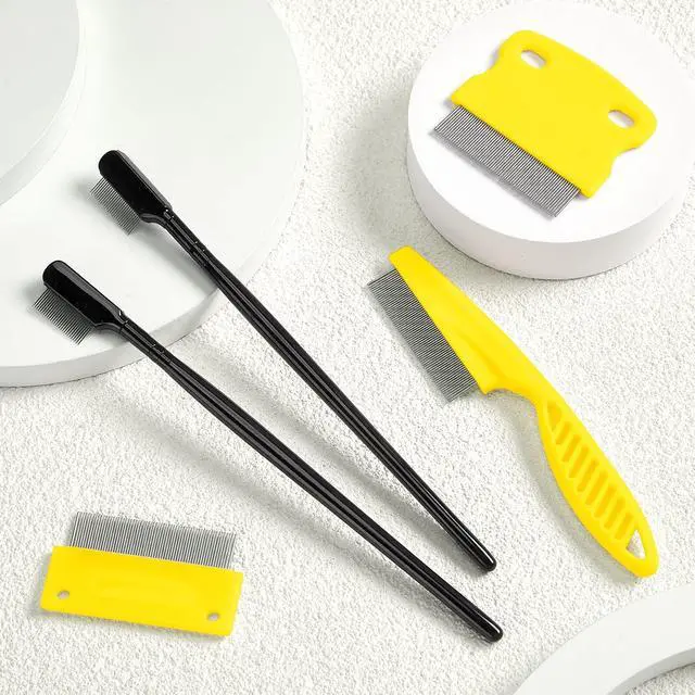 Alt view image 7 of 7 - 5 Pieces Dog Eye Combs Tear Stain Remover Combs Pet Grooming Comb for Small Dogs Gently Removing Eye Mucus and Crust (Yellow, Black)