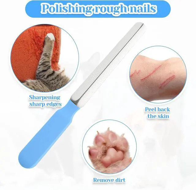 Alt view image 3 of 7 - Small Dog Nail File Set, 3Pcs Professional Nail Grooming Tool, Metal Emery Boards, Pet Filer for Small Dog, Cat and Kitten, Smoothing Rough Edges of Pets Nails, Remove Burs5.5inch, Blue