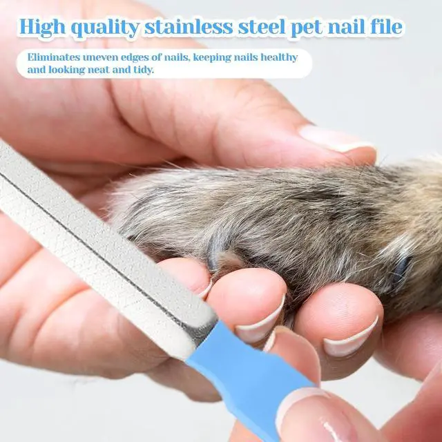Alt view image 4 of 7 - Small Dog Nail File Set, 3Pcs Professional Nail Grooming Tool, Metal Emery Boards, Pet Filer for Small Dog, Cat and Kitten, Smoothing Rough Edges of Pets Nails, Remove Burs5.5inch, Blue
