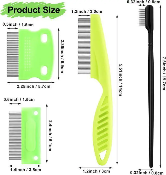 Alt view image 2 of 7 - 5 Pieces Dog Eye Combs Tear Stain Remover Combs Pet Grooming Comb for Small Dogs Gently Removing Eye Mucus and Crust (Green, Black)