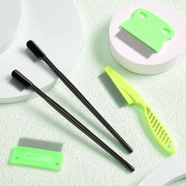 Alt view image 5 of 7 - 5 Pieces Dog Eye Combs Tear Stain Remover Combs Pet Grooming Comb for Small Dogs Gently Removing Eye Mucus and Crust (Green, Black)