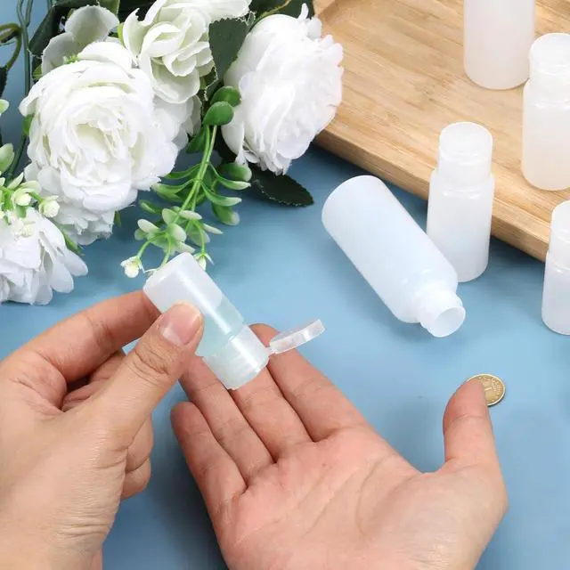 Alt view image 3 of 7 - KALIONE 10PCS 12ml/18ml/30ml Travel Size Bottles with Flip Cap, Squeeze Sample Jar Containers, Empty Plastic Sample Bottle for Foundation Shampoo Emollient Water Shower Gel Emulsion