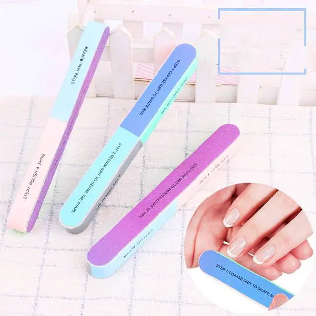 Alt view image 3 of 6 - 7-Sided Nail File and Buffer Block, 4-in-1 Manicure Tool | Sandstone material, double-sided emery boards with 100/180 grit, lightweight 12g design, ideal for home or professional use