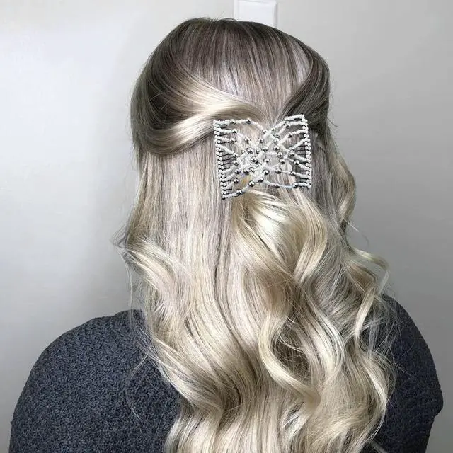 Alt view image 6 of 6 - 5 Pieces Magic Hair Comb Stretchy Double Comb Elastic Beaded Hair Clips for Women Girls Vintage Hairstyle Multipurpose Hair Accessories