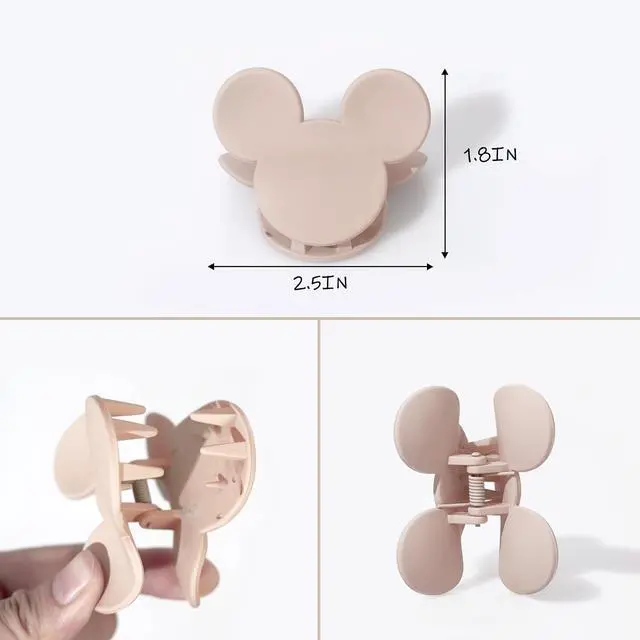 Alt view image 3 of 6 - 4 Pcs Hair Claw Clips Small Mouse Ear Hair Clips Matte 2.5'' Non-Slip Jaw Clips for Thin and Medium Hair Hair Accessories for Women Girls