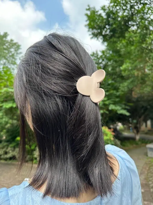 Alt view image 4 of 6 - 4 Pcs Hair Claw Clips Small Mouse Ear Hair Clips Matte 2.5'' Non-Slip Jaw Clips for Thin and Medium Hair Hair Accessories for Women Girls