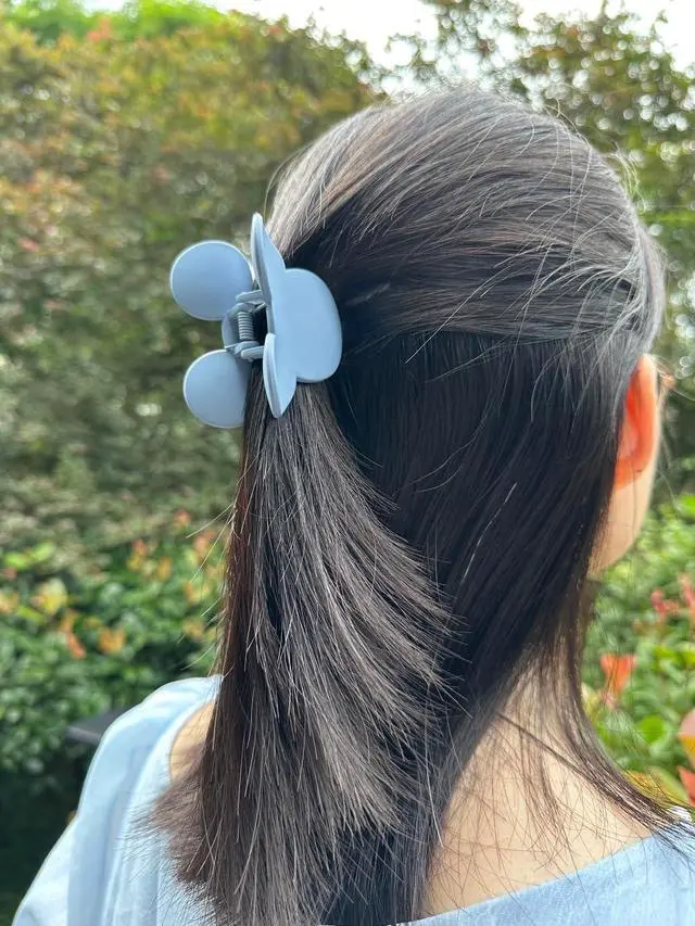 Alt view image 5 of 6 - 4 Pcs Hair Claw Clips Small Mouse Ear Hair Clips Matte 2.5'' Non-Slip Jaw Clips for Thin and Medium Hair Hair Accessories for Women Girls