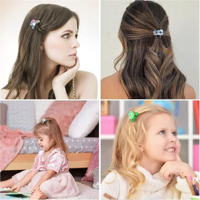 Alt view image 5 of 7 - Mini 1.2 inch Plastic No-Slip Grip Jaw Hair Clip,Floral Printed Small Acrylic Hair Claw Clips for Girls and Women,Pack of 12