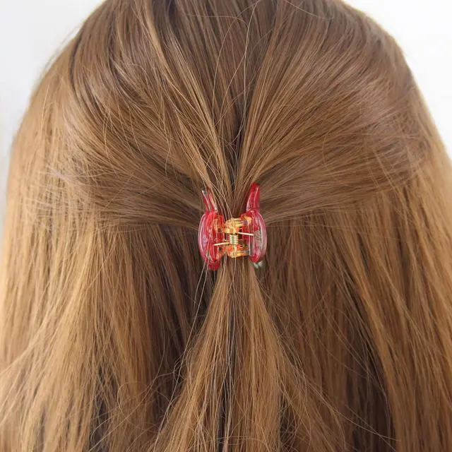 Alt view image 6 of 7 - Mini 1.2 inch Plastic No-Slip Grip Jaw Hair Clip,Floral Printed Small Acrylic Hair Claw Clips for Girls and Women,Pack of 12