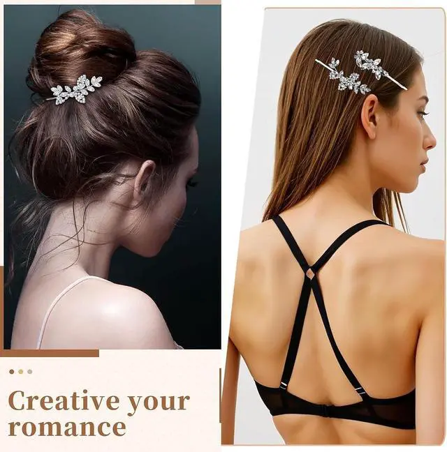 Alt view image 5 of 6 - Hair Barrettes for Women Crystal Rhinestones Hair Clips for Thin Thick Hair Pins French Hair Accessories White Sparkly Wedding Hair Jewelry for Women