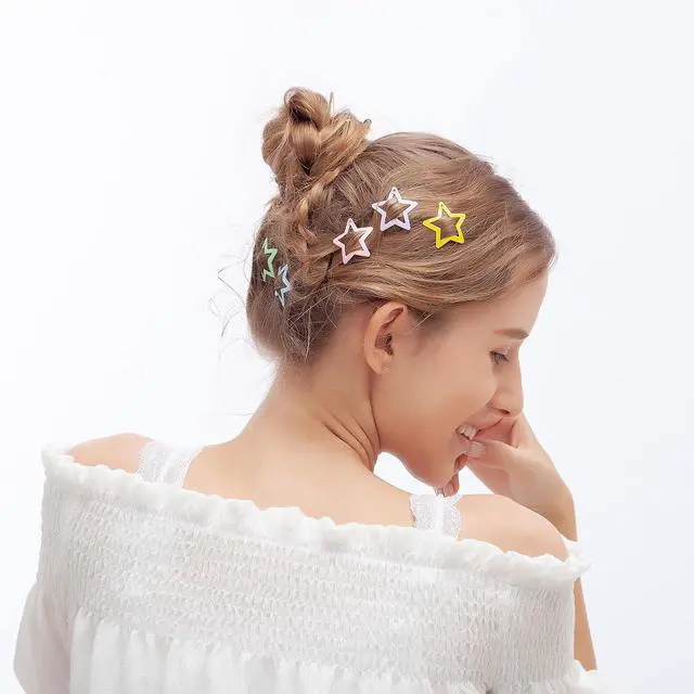 Alt view image 3 of 5 - ECADY 100-Piece Metal Snap Hair Clips for Girls, Toddlers, and Kids - Perfect for Fine Hair, Thick Hair, and More - Featuring Fun Star Designs