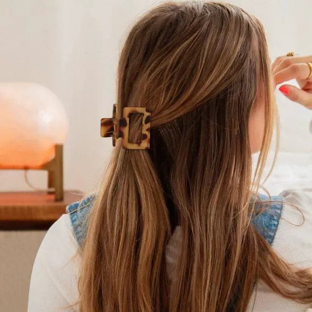 Alt view image 5 of 7 - 8 PCS Small Hair Clips for Women Girls, Square Medium Hair Claw Clips | Cute Leopard Print Jaw Clips for Thin Fine Hair Half Up Styling, Strong Hold Non slip Hair Accessories for Gifts, Tortoise