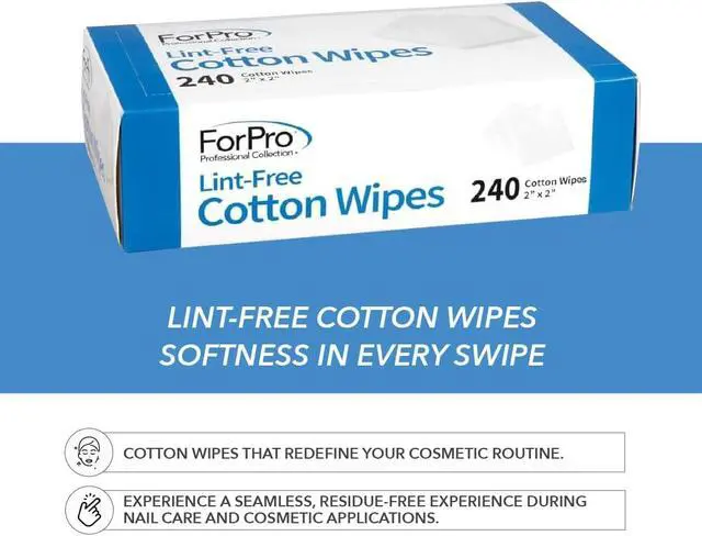 Alt view image 5 of 6 - ForPro Professional Collection Lint-Free Cotton Wipes, 100% Pure Cotton Gauze, 2" x 2", White, 240-Count