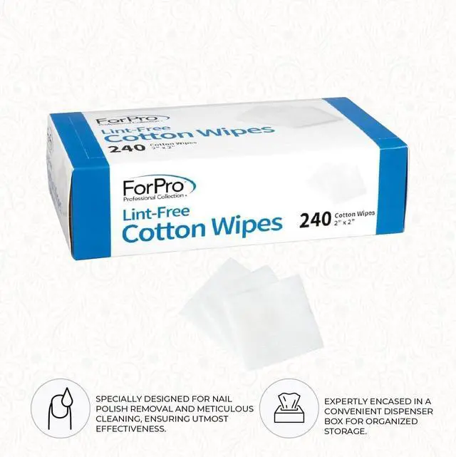 Alt view image 6 of 6 - ForPro Professional Collection Lint-Free Cotton Wipes, 100% Pure Cotton Gauze, 2" x 2", White, 240-Count