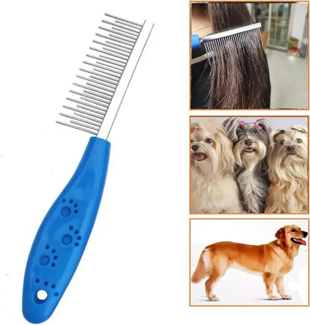 Alt view image 3 of 5 - Long Hair Dog or Cat Comb Grooming with Short and Long Teeth Dematting Knots Tangles Remover Combs Detangler Tool Suitable for Dogs Cats Poodle HorseStainless Steel Pin