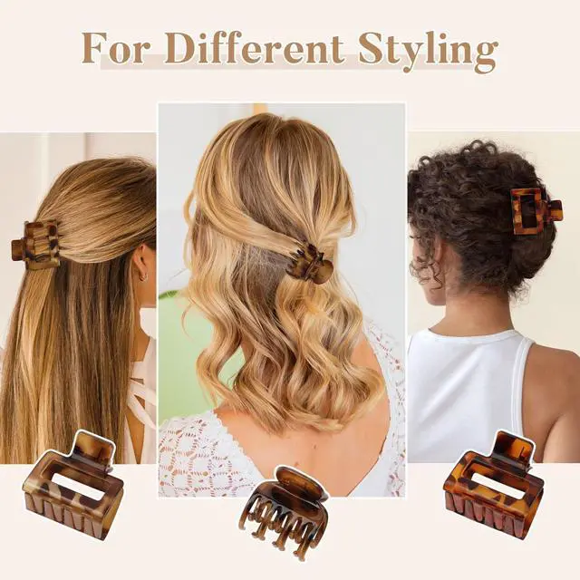 Alt view image 6 of 7 - 8 PCS Small Hair Clips for Women Girls, Square Medium Hair Claw Clips | Cute Leopard Print Jaw Clips for Thin Fine Hair Half Up Styling, Strong Hold Non slip Hair Accessories for Gifts, Tortoise