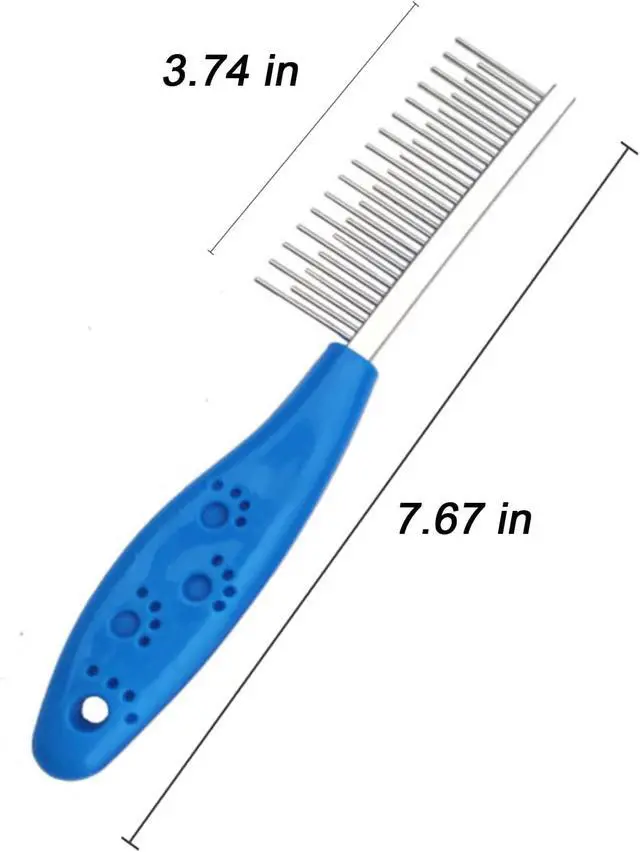Alt view image 2 of 5 - Long Hair Dog or Cat Comb Grooming with Short and Long Teeth Dematting Knots Tangles Remover Combs Detangler Tool Suitable for Dogs Cats Poodle HorseStainless Steel Pin