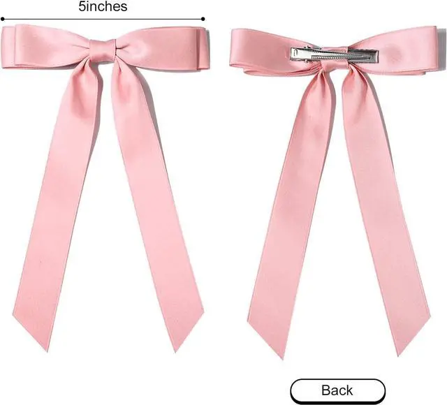 Alt view image 3 of 7 - 10PCS Silky Satin Hair Bows Hair Clip Ribbon Accessories Ponytail Holder Slides Metal Clips French Barrette Hair Bow for Women Girls Toddlers Teens Kids