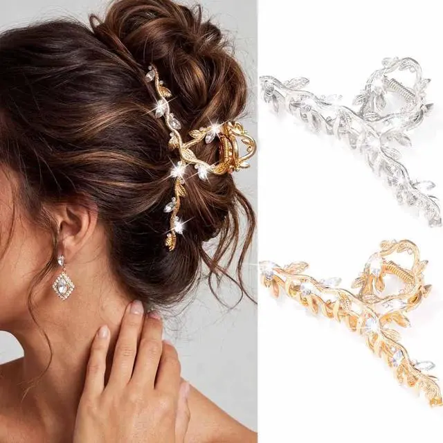 Main image of BARTOSI Rhinestone Claw Clips Gold Fancy Hair Clips Metal Hair Claw Sparkly Hair Accessories for Women (Pack of 2)