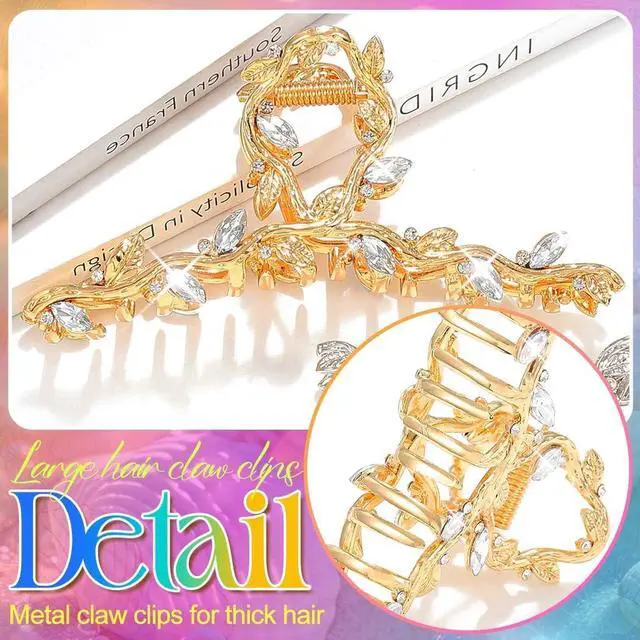 Alt view image 4 of 7 - BARTOSI Rhinestone Claw Clips Gold Fancy Hair Clips Metal Hair Claw Sparkly Hair Accessories for Women (Pack of 2)