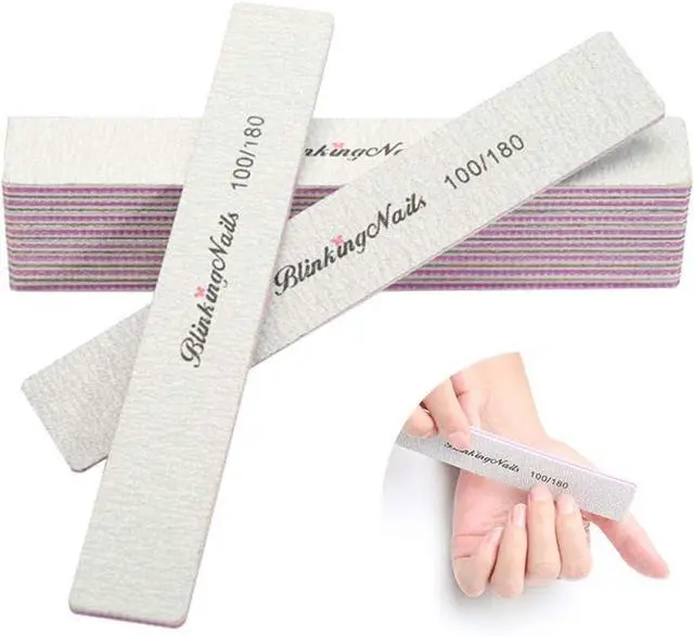 Main image of 10Pcs Nail File 100/180 Grit Professional Nail Files and Buffers for Natural Nails, Double Sides Washable Block Disposable Nail Files for Nail Art DIY or Nail Manicure Salon