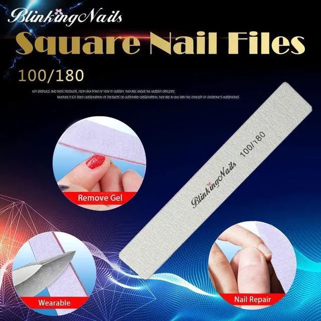 Alt view image 2 of 5 - 10Pcs Nail File 100/180 Grit Professional Nail Files and Buffers for Natural Nails, Double Sides Washable Block Disposable Nail Files for Nail Art DIY or Nail Manicure Salon