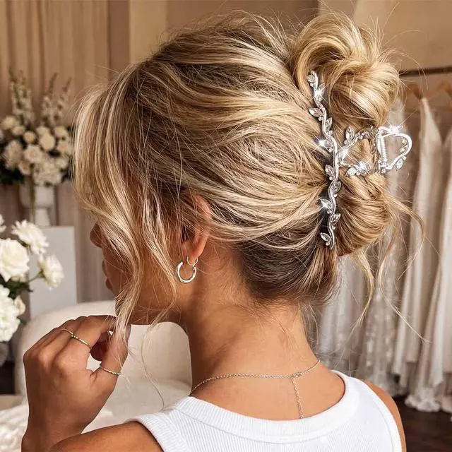 Alt view image 5 of 7 - BARTOSI Rhinestone Claw Clips Gold Fancy Hair Clips Metal Hair Claw Sparkly Hair Accessories for Women (Pack of 2)