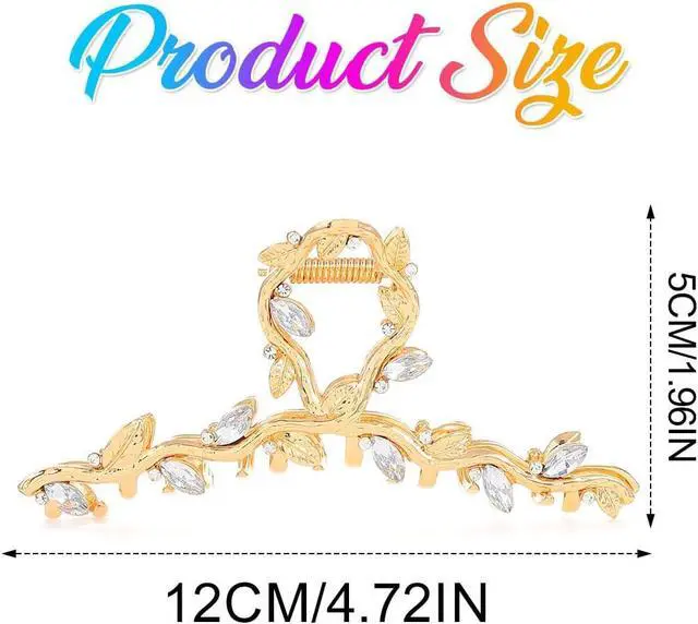 Alt view image 6 of 7 - BARTOSI Rhinestone Claw Clips Gold Fancy Hair Clips Metal Hair Claw Sparkly Hair Accessories for Women (Pack of 2)
