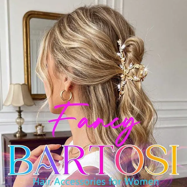 Alt view image 7 of 7 - BARTOSI Rhinestone Claw Clips Gold Fancy Hair Clips Metal Hair Claw Sparkly Hair Accessories for Women (Pack of 2)