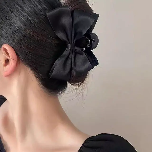 Alt view image 7 of 7 - Premium Hair Clips for Women: Bow-knot Claw Clips for Thick and Thin Hair, Big Non-slip Bow Clips in Black