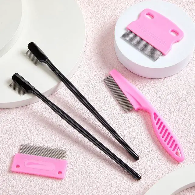 Alt view image 5 of 7 - 5 Pieces Dog Eye Combs Tear Stain Remover Combs Pet Grooming Comb for Small Dogs Gently Removing Eye Mucus and Crust (Pink, Black)