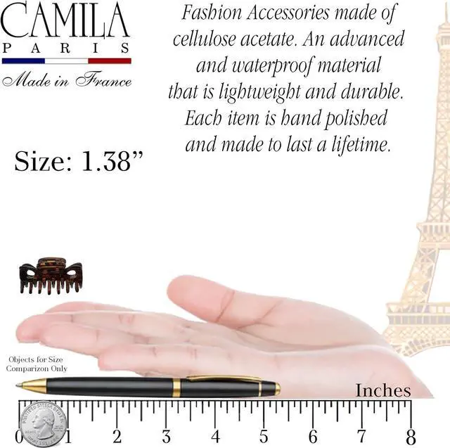 Alt view image 3 of 7 - Camila Paris CP22/2 French Hair Clip for Women, 1.5 inch Set of 2 Tortoise Girls Hair Claw Clips Jaw Fashion Durable Styling Hair Accessories for Women, Strong Hold No Slip Grip, Made in France