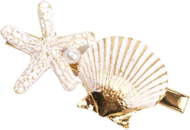 Alt view image 2 of 6 - Shell Pearl Starfish Hair Clip Set Princess Hair Clips for Women Girls | Alligator Hair Clips, Ladies and Girls Headwear Styling Tools Hair Accessories