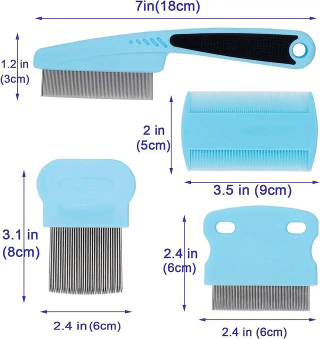 Alt view image 2 of 6 - Flea Comb 4-Pieces Jade Green with High Strength Teeth Pet Tear Stain Remover Combs, Dog Cat Grooming Set Effective Float Hair Remover